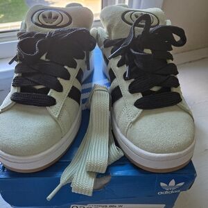 adidas Campus 2000 Suede Sneakers in Light Green with Black Stripes